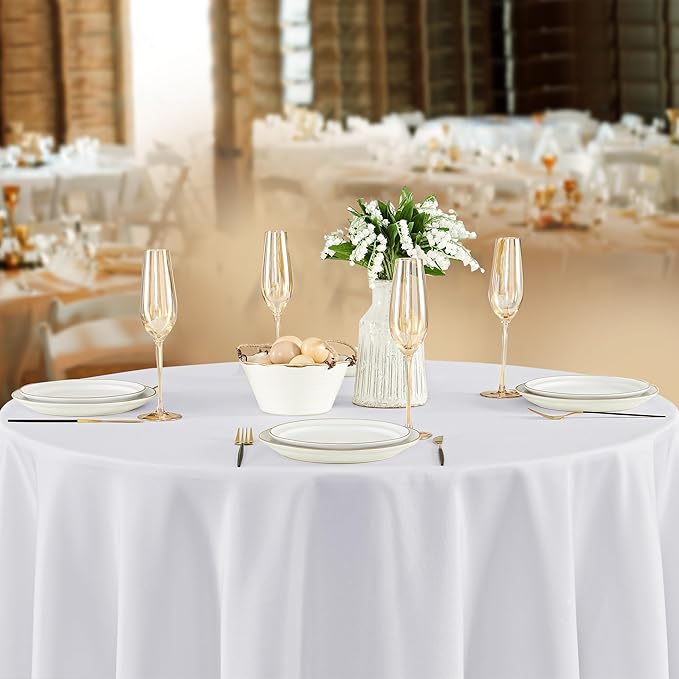Fitable 8 Pack Round Tablecloths: Stain Resistant Wrinkle Free Circle Table - Image 8