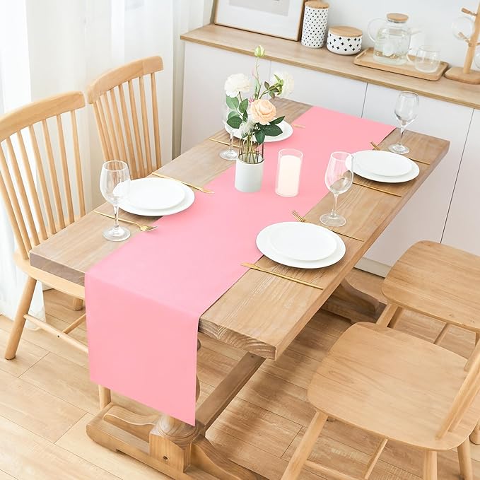 2 Pack Pink Small Short Table Runner 12 x 48 Inch Solid Color Runners Coffee - Image 2