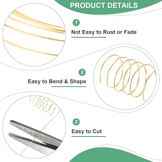 0.5 mm/24 Gauge Copper Wire for Jewelry Making, 20.3FT Copper Beading Craft - Image 2