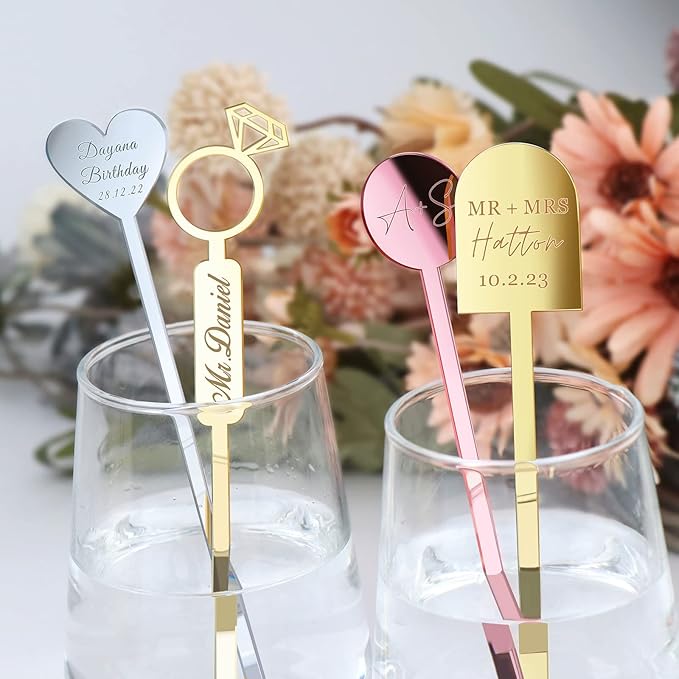 20Pcs Personalized Acrylic Stir Sticks, Custom Cocktail Swizzle Sticks Bar - Image 2
