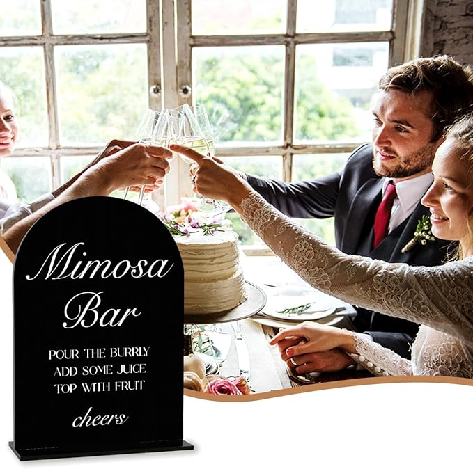 Black Mimosa Bar Sign, Open Bar Signs, Wedding Engagement Bridal Shower Decor - Image 6