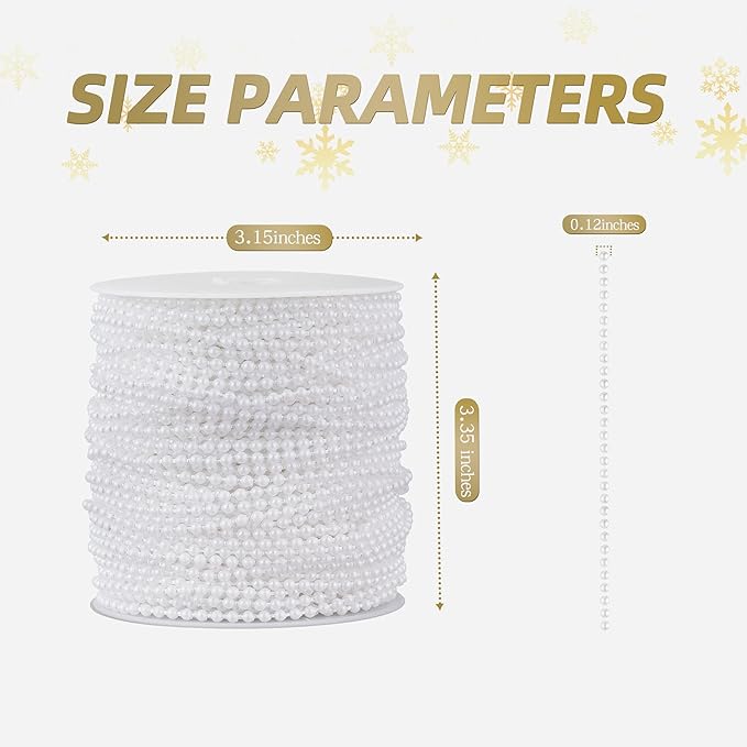 ZPEXRV164 Feet Faux Pearl Beads Garland 3mm Craft String Pearls - Image 2