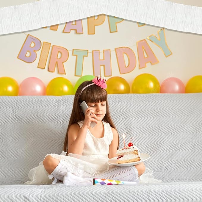 6 Pack 10 Feet White Foil Fringe Garland Metallic Tinsel Streamers Banner Wall - Image 3