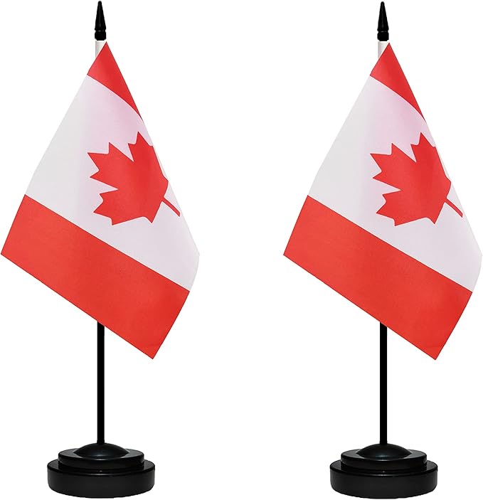 Canada Canadian Deluxe Desk Flag Set Small Mini Miniature CA Canadian Table by tibijoy