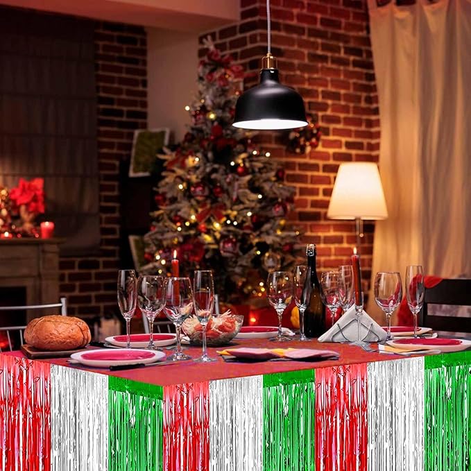 4 Pack 29x108 Inch Metallic Foil Fringe Tinsel Table Skirts - Image 7
