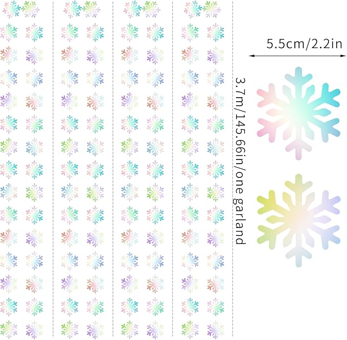 Snowflake-Snow Iridescent-Holographic Christmas Party-Decoration Garland - 52ft - Image 4