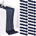 24 Pack Navy Blue Cheesecloth Table Runner 20 x 120 inch Gauze 10FT Semi Sheer by STRCOZY