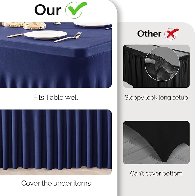 Wish Care 6 Pack Navy Blue Spandex Table Clothes - Image 3