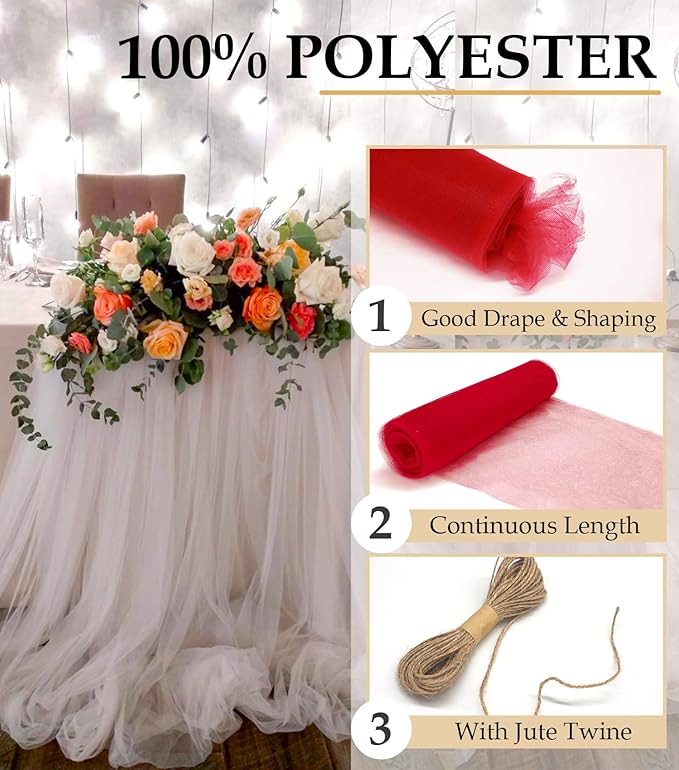 Red Tulle Fabric Roll - Image 4