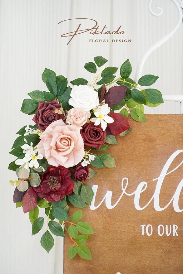 Wedding Decor Welcome Sign Flower Backdrop Garland - Image 7