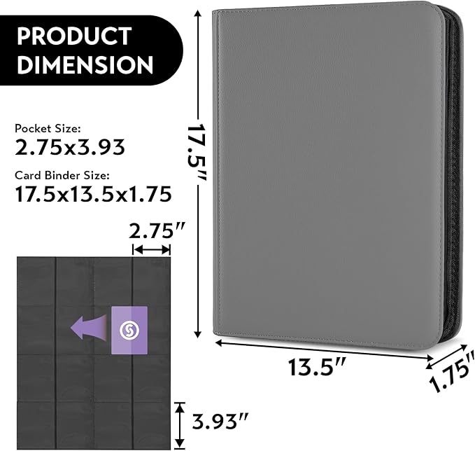 1000+ Pockets Trading Card Binder, Premium 16 Pocket Card Binder, Ringless Side - Image 3