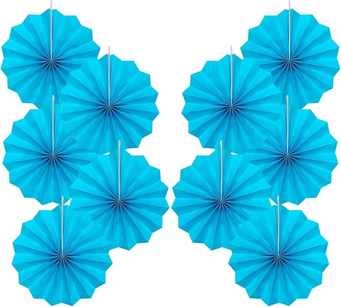 BARTHEW Blue Hanging Paper Fans, Party Decorations by BARTHEW