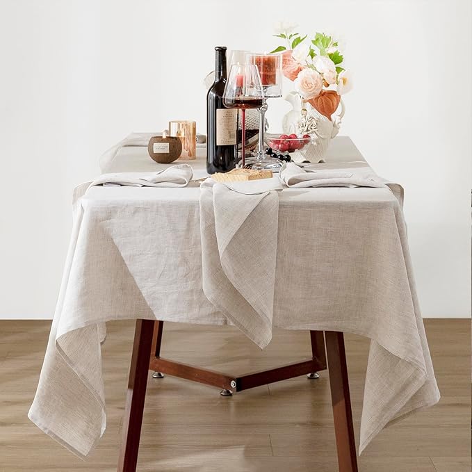 Talasily Linen Tablecloth 100% Pure Linen Table Cloth 60x132 Inches Rectangle - Image 5
