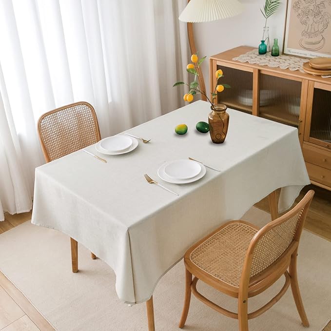 NLMUVW White Linen Tablecloth for Rectangle, Dining Table Cloth Oblong Water - Image 2