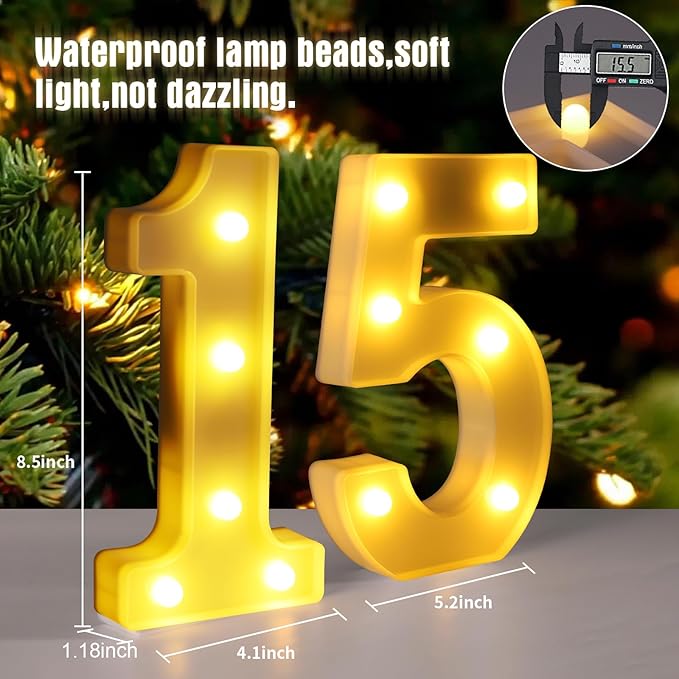 15th Birthday Decorations For Girls and Boys, 15 Light Up Numbers Quinceanera - Image 2