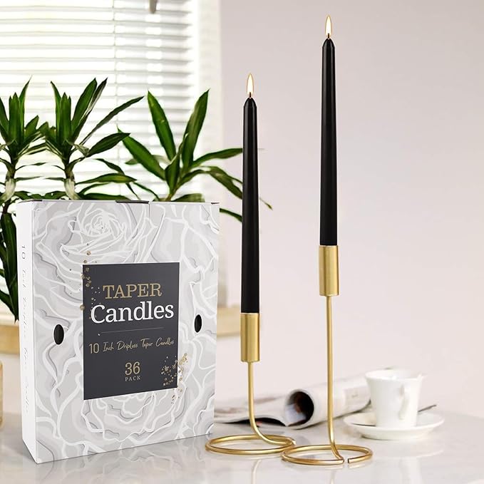 36-Pack 10-Inch Black Taper Candles - Image 8