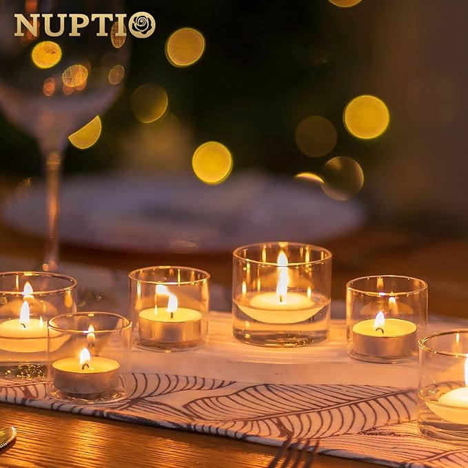 NUPTIO Glass Votive Candle Holders: Set of 24 Clear Tealight Holders Bulk - Image 5