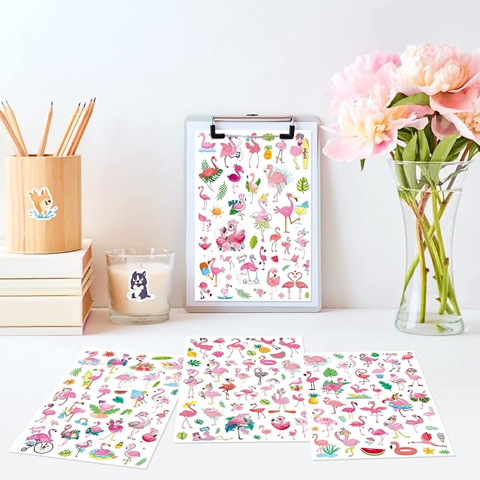 Flamingo Tropical Bird Stickers 840 Count Tropical Pink Bird Animal Stickers - Image 6