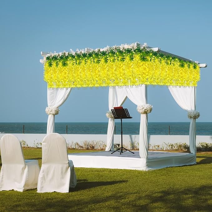 12 Pack Yellow Wisteria Hanging Flowers Garland - Image 6