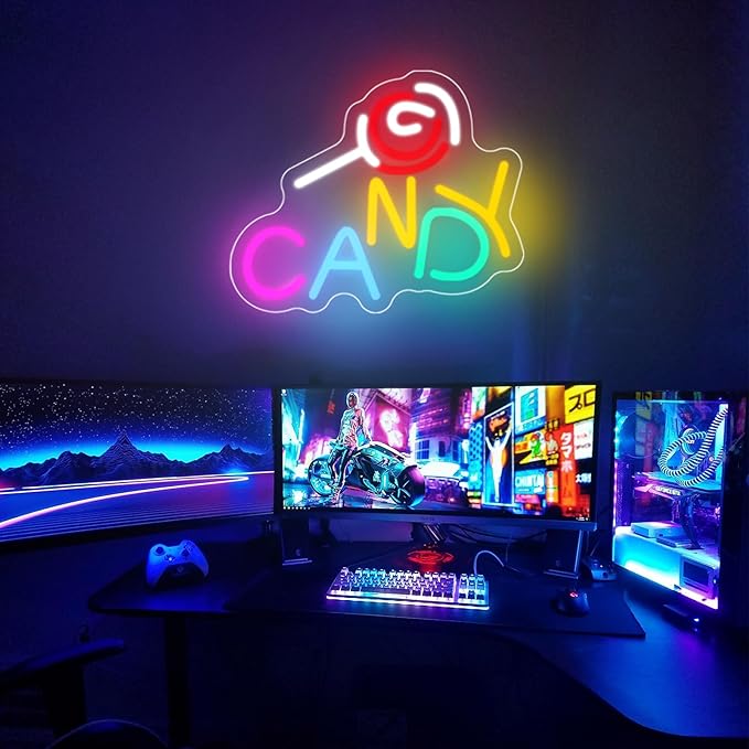 Candy Neon Sign Candy Bar Signs Candy Shop Neon Candy Sign Cherry Neon Sign - Image 9