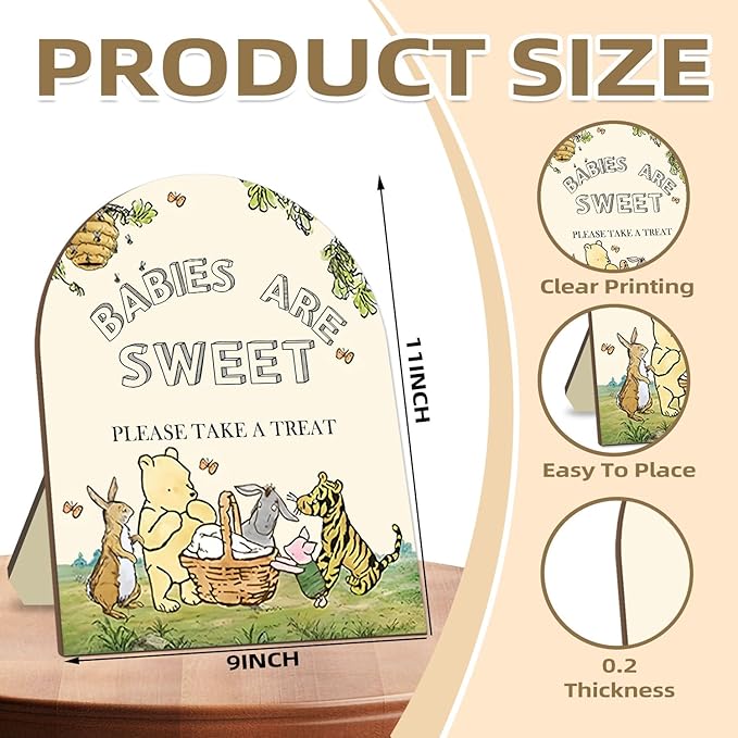 Classic Winnie Baby Shower Welcome Sign, Classic Pooh Babies are Sweet Please - Image 2