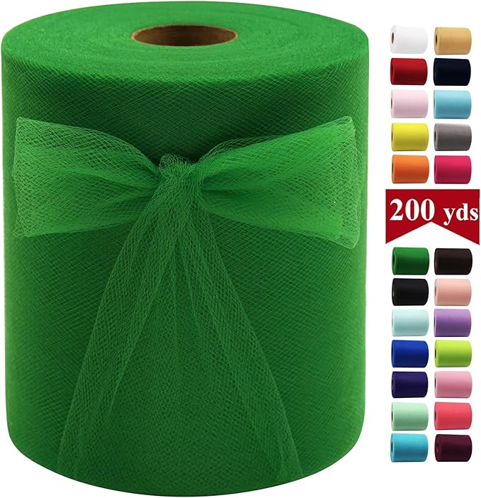 Emerald Green Tulle Fabric Rolls 6 Inch by 200 Yards Fabric Spool Tulle Ribbon by IONTACH