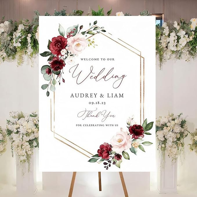 Personalized Welcome To Our Wedding Sign, Wedding Decorations, Flowers Wedding - Image 2