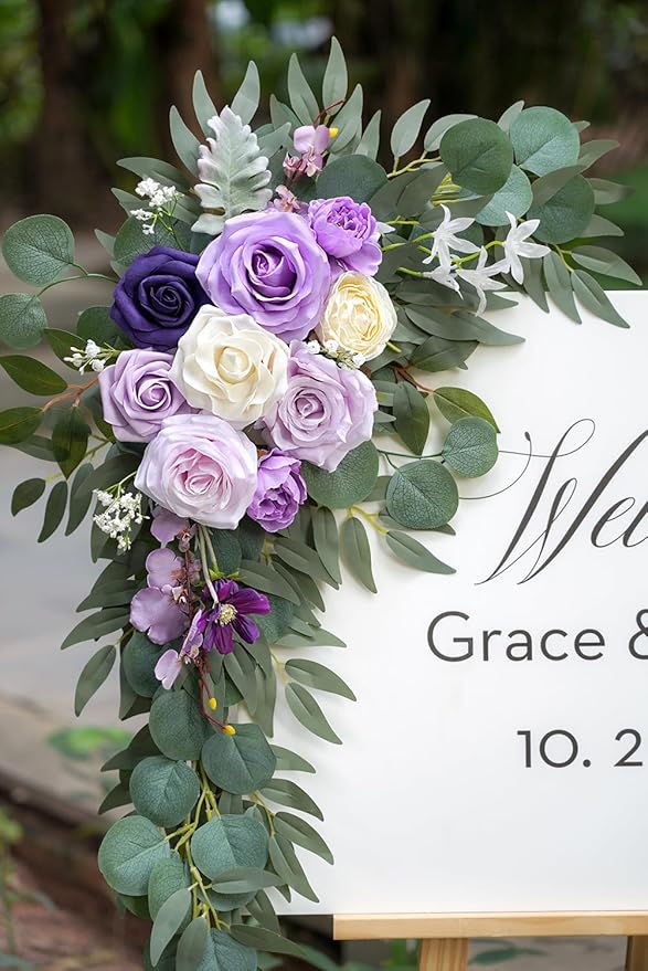 Faux Flower Swag Set of 2 for Wedding Welcome Signs Floral Decorations - Image 4