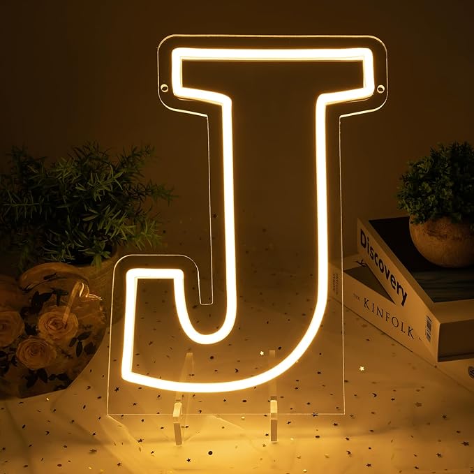 Light Up Letters J, Led Marquee Letter Lights Neon Sign, 13.9" Height by MissAudrey