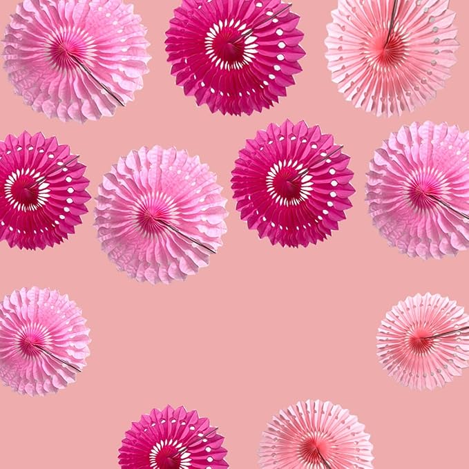 15pcs 10'' 12'' 14'' Paper Fans Decorations Pink Theme Party Decor Round Tissue - Image 5