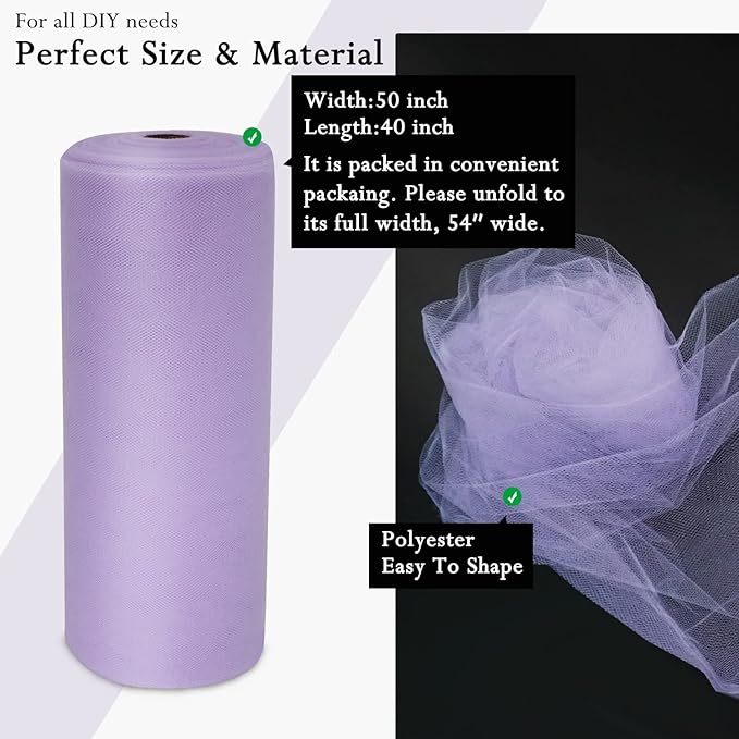 Lavender Tulle Fabric Rolls 54 Inch by 40 Yards Tulle Bolt Spool - Image 4