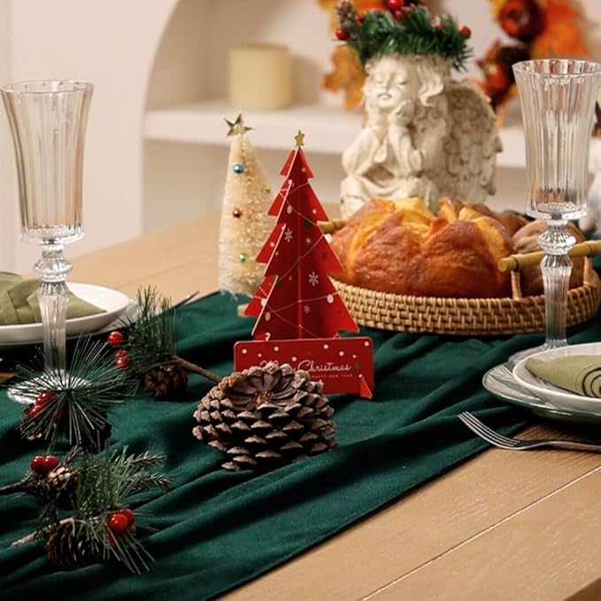MLMC 2 Pack Emerald Green Velvet Table Runner 10ft Luxury Dark Green Velvet - Image 7