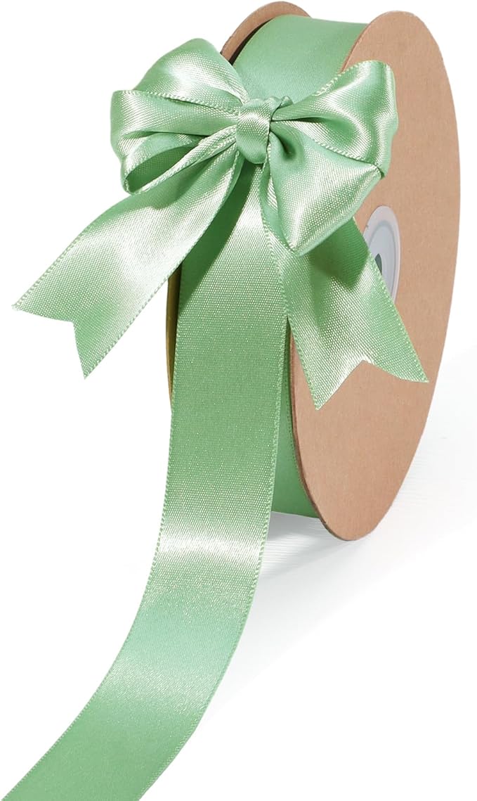LaRibbons Sage Green Ribbon 1 Inch 25 Yards Luxury Double Faced Green Silk by LaRibbons