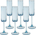 6 Pieces Blue Champagne Flutes 6 OZ Straight Sided Wine Glasses Champagne Long by Unknown