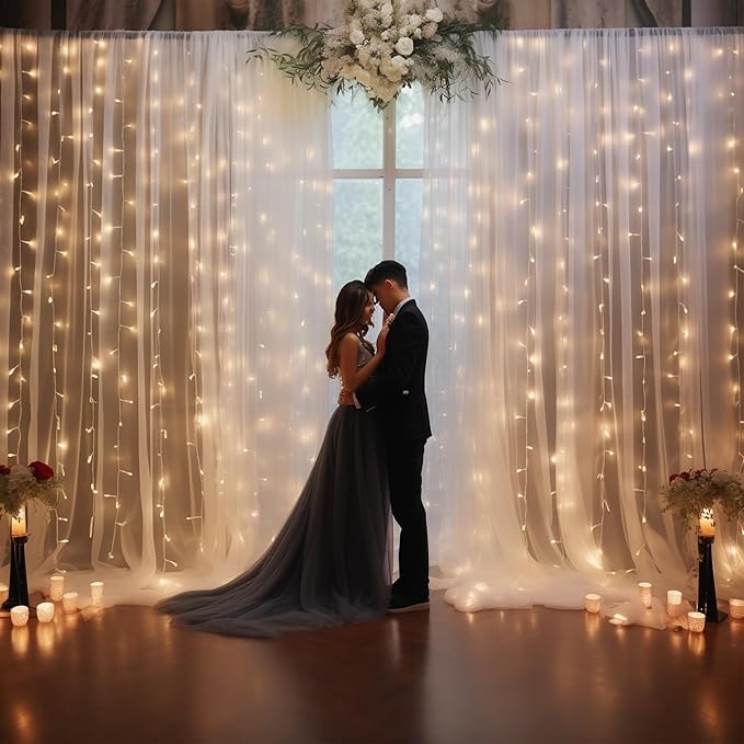10ft x 10ft White Chiffon Backdrop Curtain - Image 5