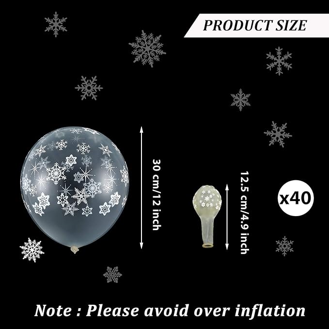 Skylety 40 Pieces Snowflake Balloons Bulk Winter Transparent Snowflake Latex - Image 2