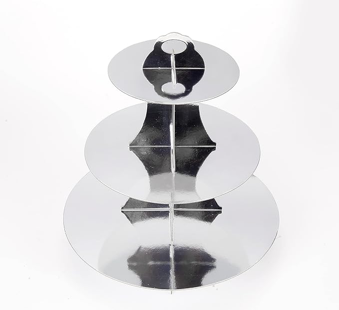 3-Tier Cupcake Stand, Sliver Cardboard Cake Stand Holder, Tiered DIY Cupcake - Image 3