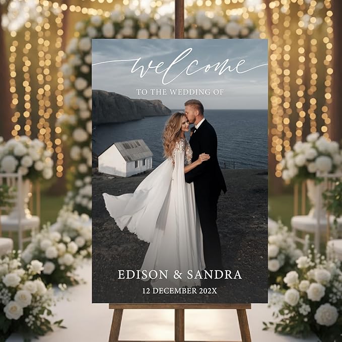 Personalized Wedding Photo Acrylic Welcome Sign – Custom Picture Board - Image 2