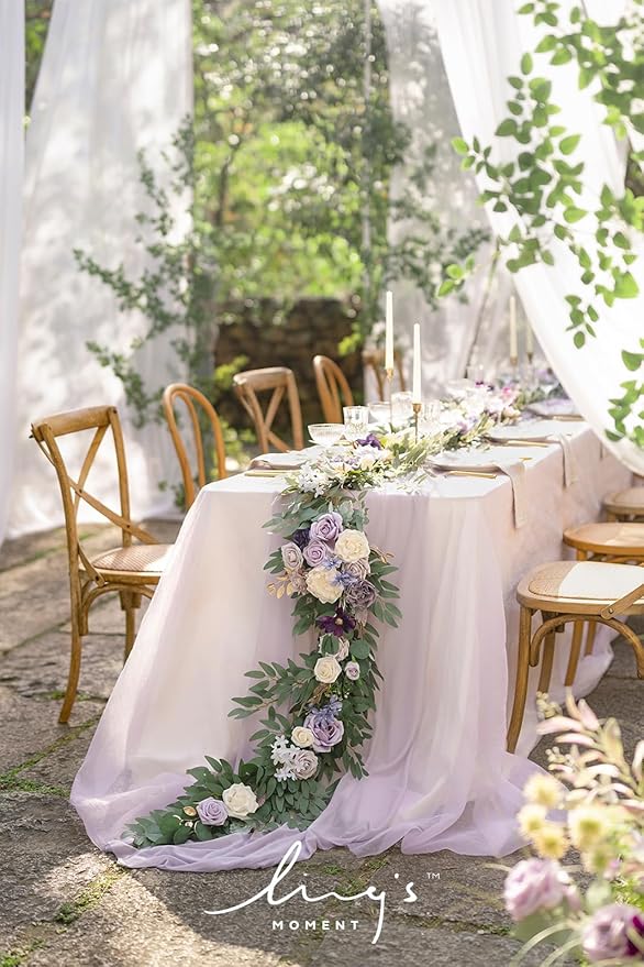 Ling's Moment Flower Garland - 6FT Eucalyptus & Rose - Sweetheart Table Decor - Image 3