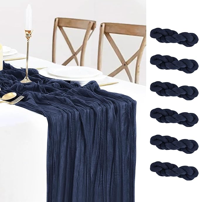 6 Pack Navy Blue Cheesecloth Table Runner Summer 10FT Sheer Navy Cheese Cloth by BlueTopCoLtd