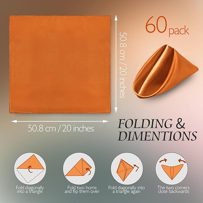 Manyshofu 60 Pieces Terracotta Satin Napkins - Image 4
