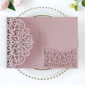 PONATIA 5.12 x 7.2 Dusty Rose Laser Cut Wedding Invitations, 5x7 Trifold Laser by ponatia