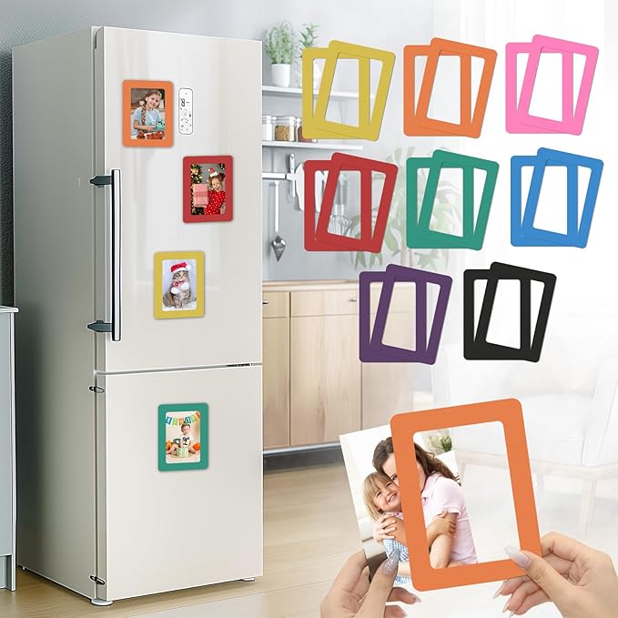 24 Pcs Magnetic Picture Frames for Refrigerator, 8 Colors Magnet Photo Frame - Image 2