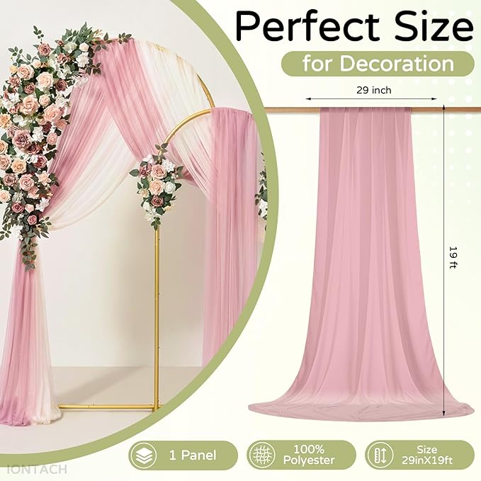 Wedding Arch Draping Fabric 29" x 19Ft Sheer Drapes - Image 2