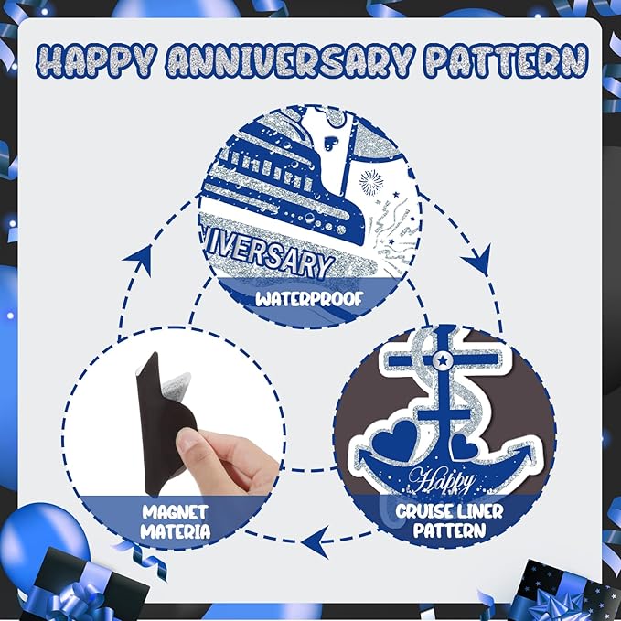 Happy Anniversary Cruise Door Magnets Decorations - Image 6