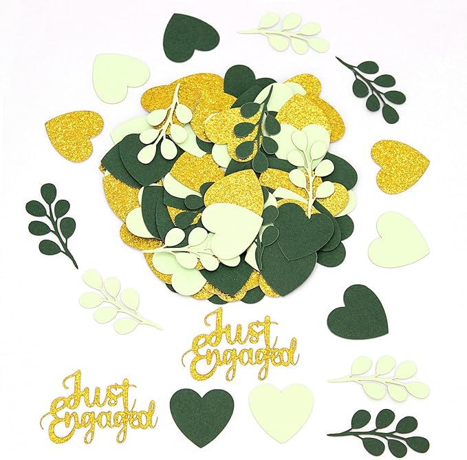 200PC Greenery Engagement Party Decorations Sage Green and Gold Heart - Image 6