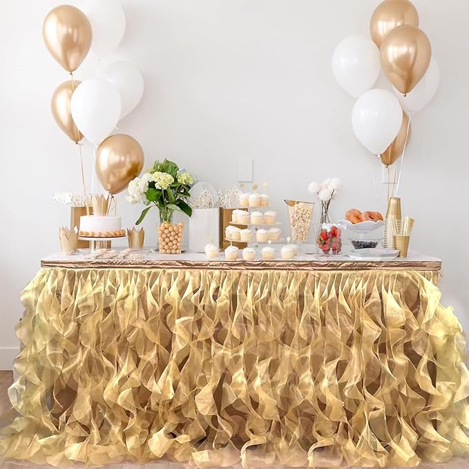 Luxury Organza Mesh Table Skirt Draping Floating Romance - Image 3