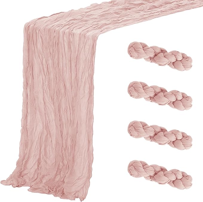 Aktor 4 Pack Dusty Pink Table Runner Boho Cheesecloth Table Runner Semi Sheer by Unknown