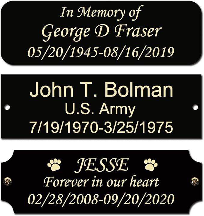 3" W x 1" H Personalized Custom Engraved Solid Brass Plate Frame Name Label Art by NEMOCI