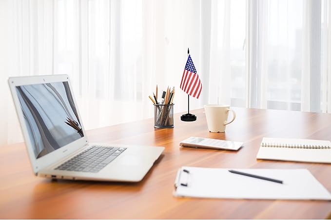 US American Deluxe Desk Table Flag Set Small Mini Miniature USA Table Desktop - Image 4
